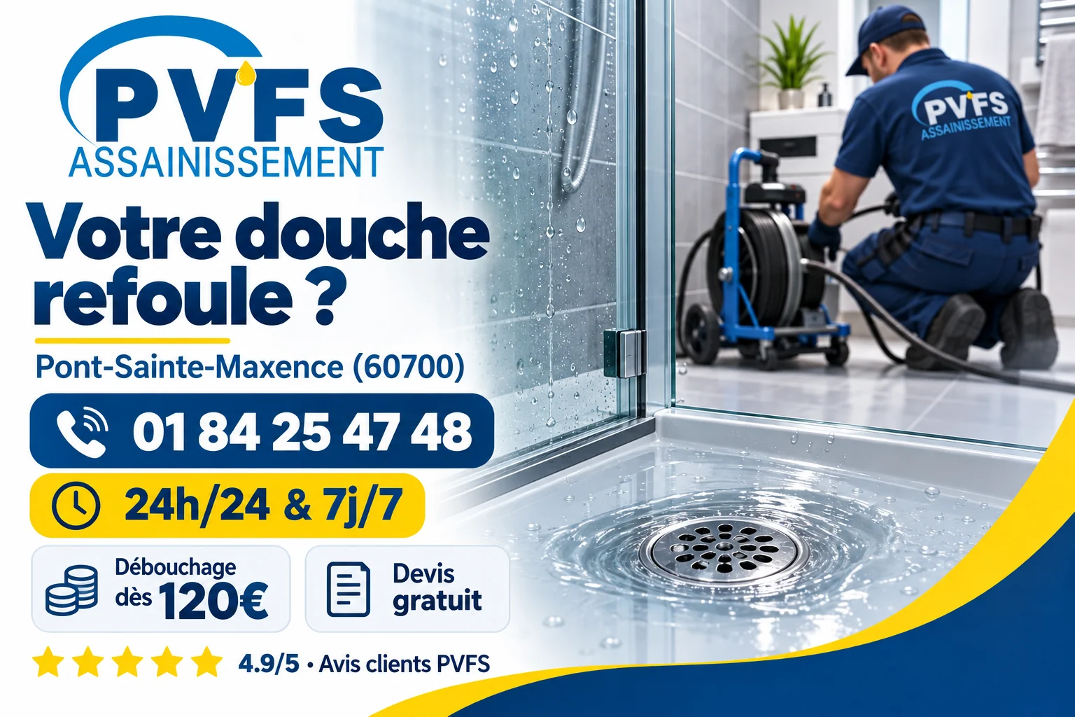 Illustration de la prestation PVFS : Débouchage Canalisation